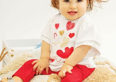 Σετ μπλούζα και παντελόνι για βρεφικό κορίτσι (6 μηνών - 5 ετών) | ΚΟΚΚΙΝΟ - Energiers - 